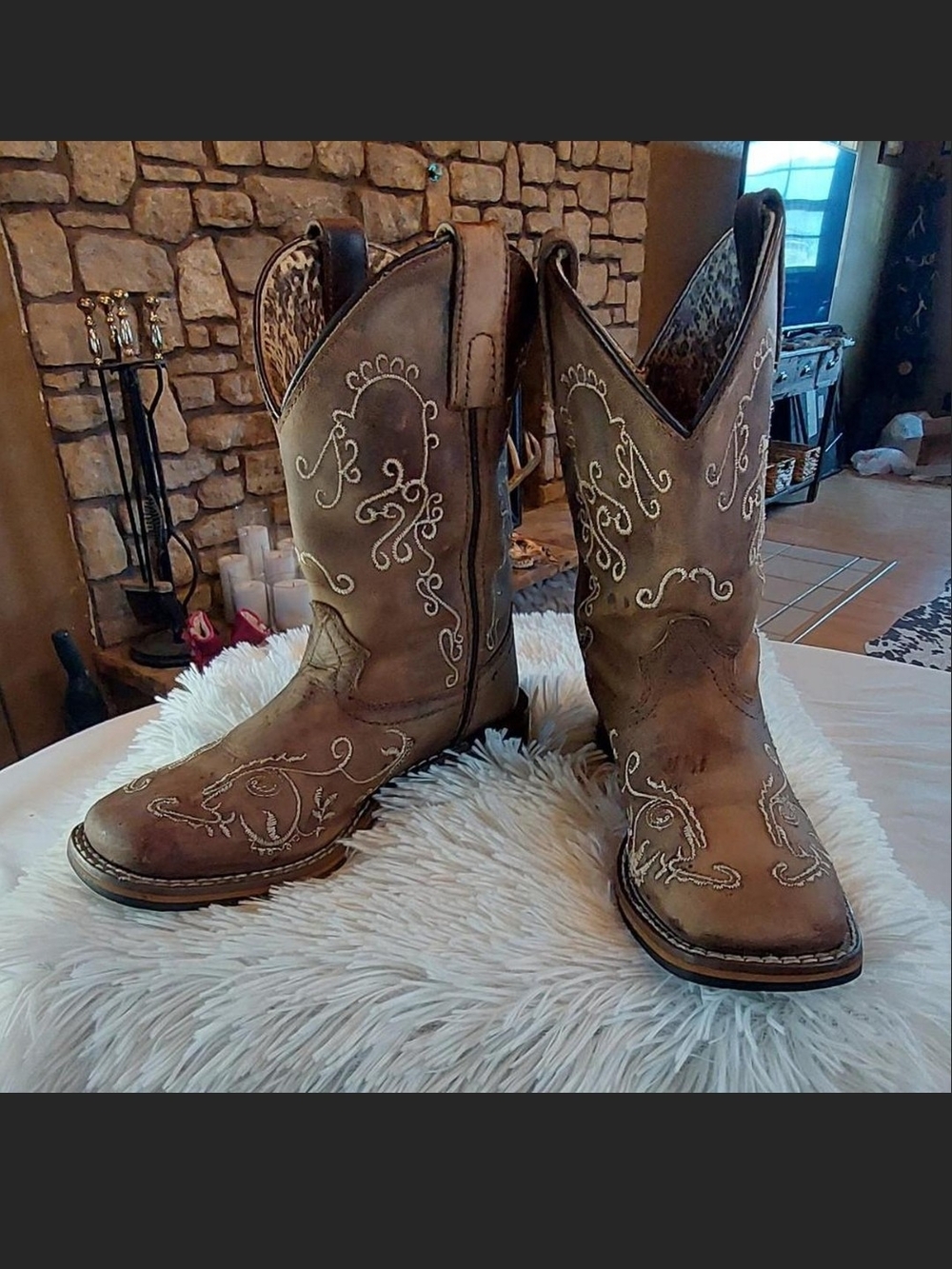 Smoky Mountain Girls Marilyn Western Boots Brown Leather Size 1 good Condition